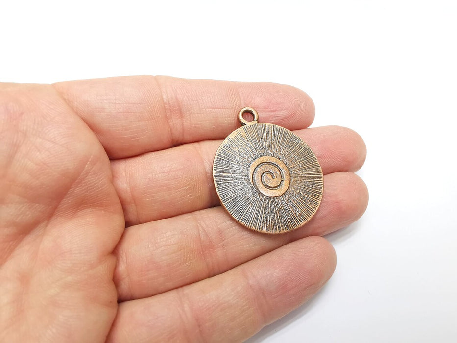 Copper Boho, Mystic Charms, Baroque Charms, Ethnic Earring Charm, Rustic Pendant, Necklace Parts, Antique Copper Plated 39x32mm G35099