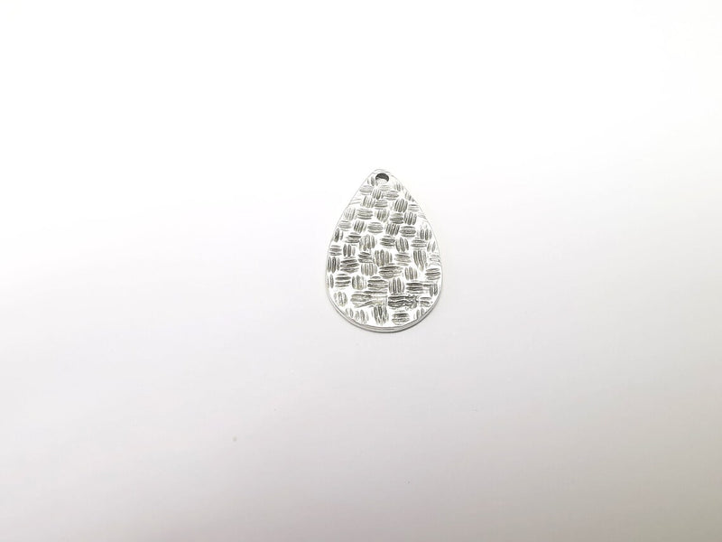 2 Textured Drop Charms, Boho Charms, Dangle Charm, DIY Charms, Earring Charm, Teardrop Necklace Parts, Antique Silver Plated 29x18mm G35103
