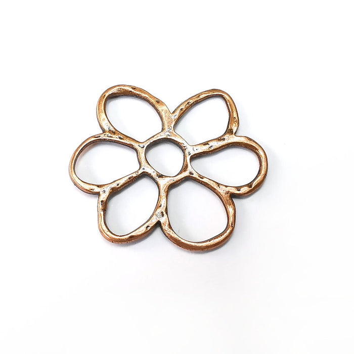 Copper Flower Charms, Daisy Charms, Flower Connector, Earring Charms, Copper Pendant, Necklace Parts, Antique Copper Plated 39x36mm G35113