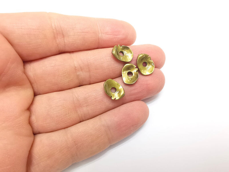 5 Curved Disc Charms, Curved Disc Beads, Hollow Charms, Bronze Connector, Necklace Parts, Antique Bronze Plated Findings 12x9mm G35304