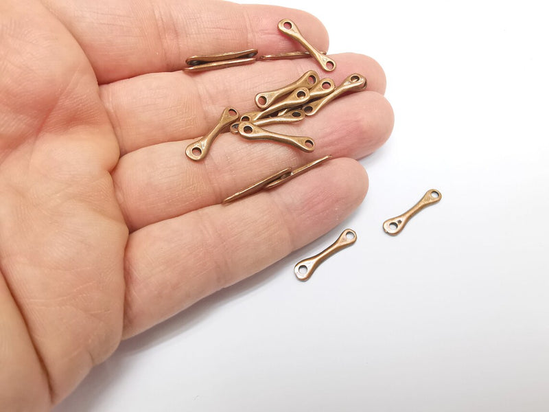 10 Pcs Rod with holes at both ends Connector, Copper Bar Connector, Bracelet Connector, Necklace Parts, Antique Copper Plated Metal 20x3mm G35311