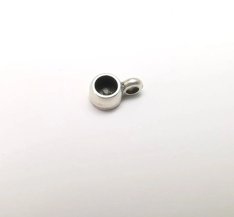 5 Silver Pendant Blank, Cabochon Bezel, Locket Pendant Base, inlay Mountings, Resin Necklace, Antique Silver Plated (11x6mm blank) G35320