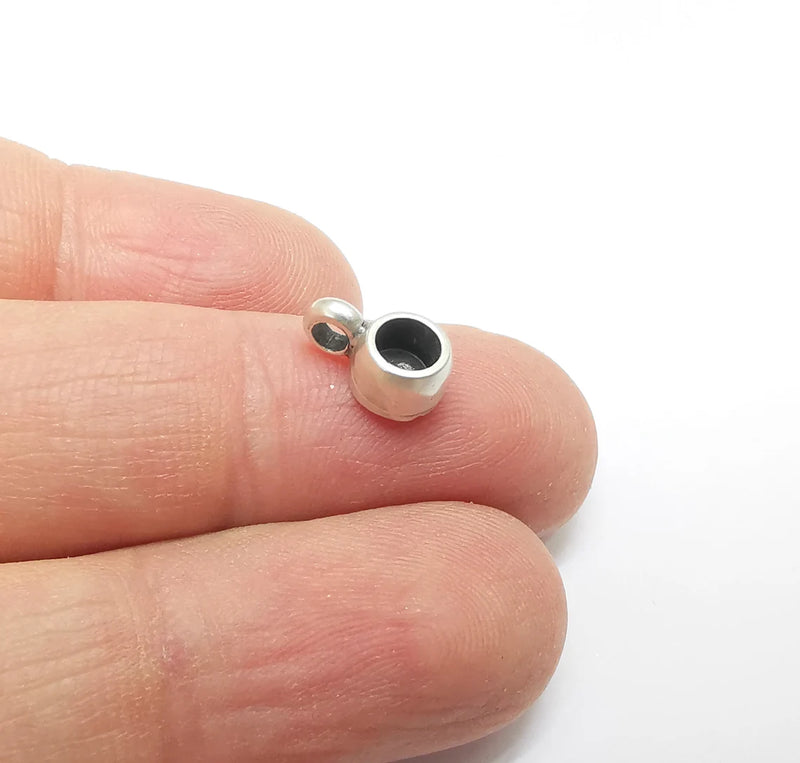5 Silver Pendant Blank, Cabochon Bezel, Locket Pendant Base, inlay Mountings, Resin Necklace, Antique Silver Plated (11x6mm blank) G35320