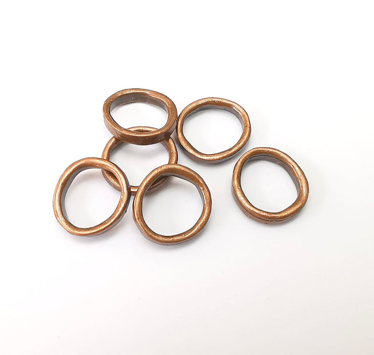 10 Copper Circle, Bracelet Beads, Organic Shape Circle, Large Hole Beads, Necklace Parts, Antique Copper Plated Metal 15mm G35361