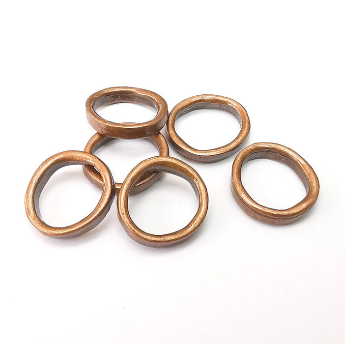 10 Copper Circle, Bracelet Beads, Organic Shape Circle, Large Hole Beads, Necklace Parts, Antique Copper Plated Metal 15mm G35361