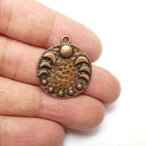 Moon Charms, Crescent, Hammered, Phase of the Moon Charms, Copper Pendant, Earring Charms, Antique Copper Plated (28x24mm) G35362