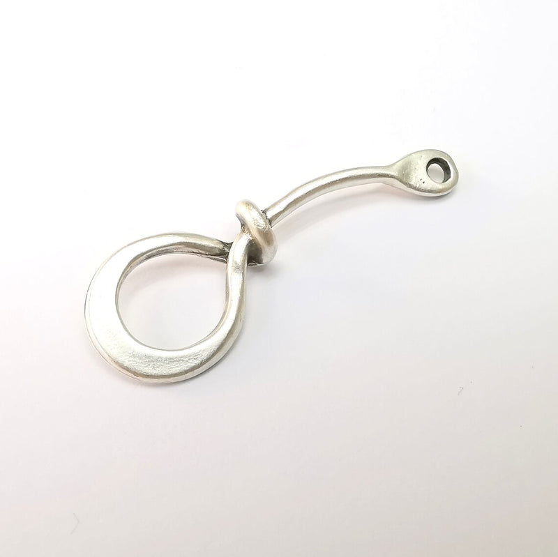 Silver Knot Connector, Necklace Findings, Jewelry Parts, Silver Necklace Component, Antique Silver Plated Metal Findings (55x19mm) G35180