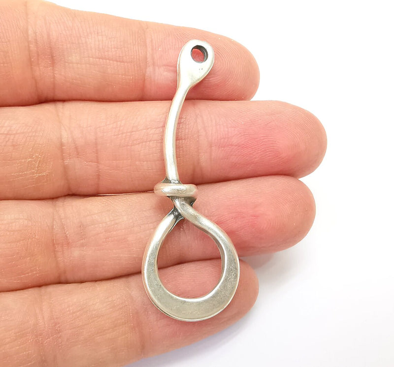 Silver Knot Connector, Necklace Findings, Jewelry Parts, Silver Necklace Component, Antique Silver Plated Metal Findings (55x19mm) G35180