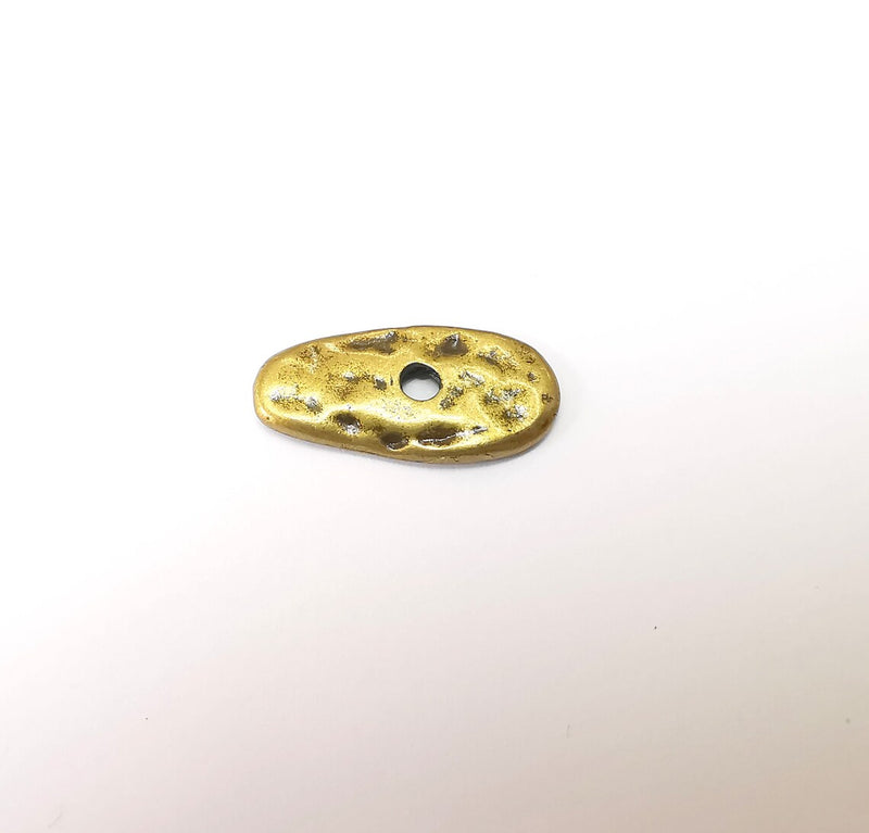 5 Organic Textured Connector, Oval Jewelry Parts, Bronze Bracelet Component, Antique Bronze Plated Metal Findings (24x11mm) G35368