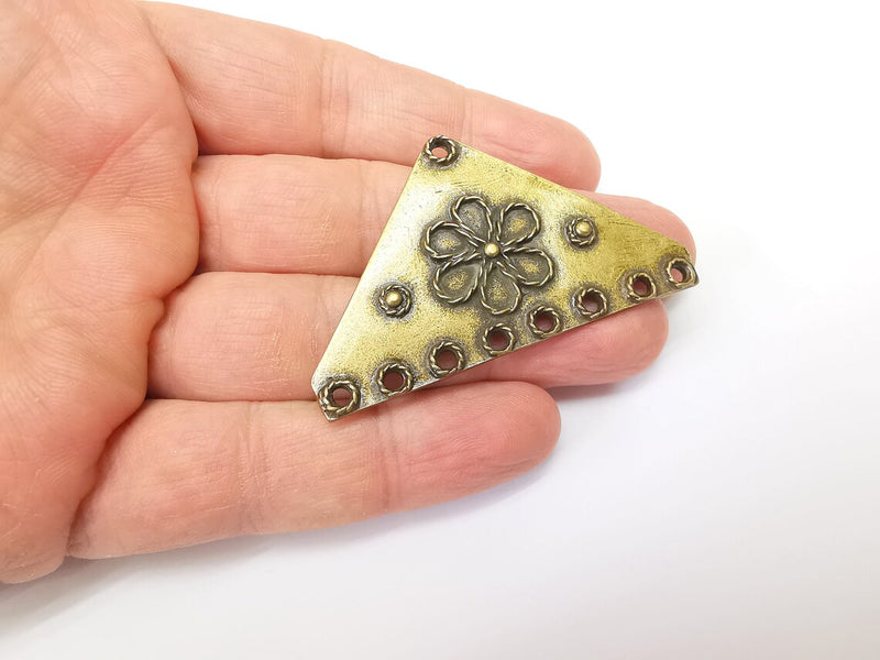 Bronze Triangle Pendant, Ethnic Pendant, Rustic Pendant, Bronze Pendant, Necklace Parts, Antique Bronze Plated 60x35mm G35383