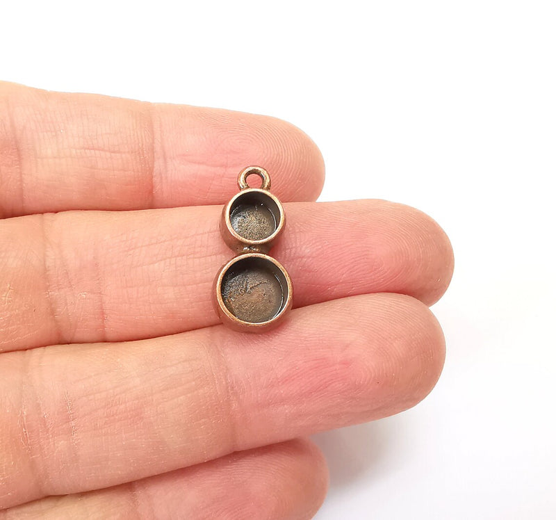 Round Pendant Blanks, Resin Bezel Bases, Mosaic Mountings, Dry flower Frame, Polymer Clay base, Antique Copper Plated (6mm,8mm) G35384