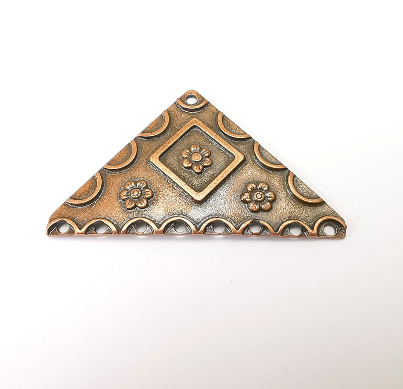 Copper Triangle Pendant, Ethnic Pendant, Rustic Pendant, Bronze Pendant, Necklace Parts, Antique Copper Plated 60x35mm G35385