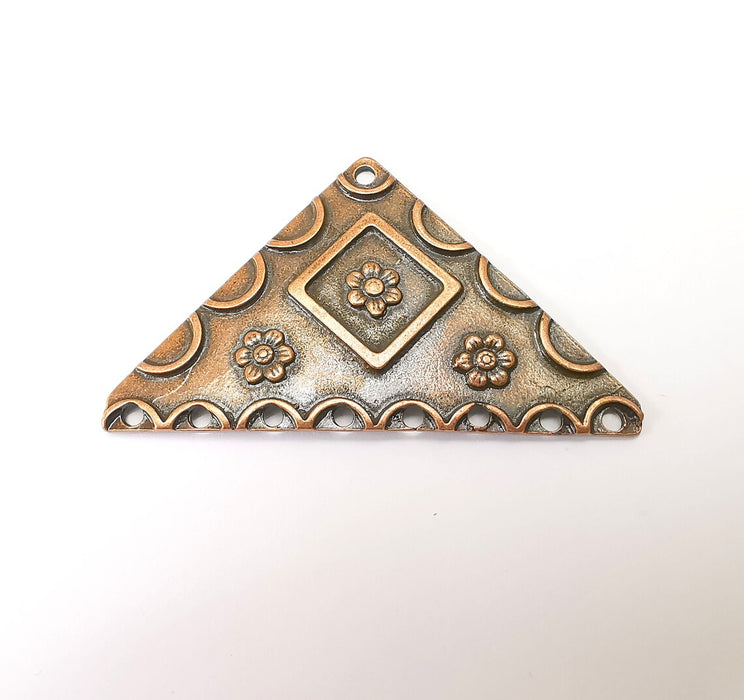 Copper Triangle Pendant, Ethnic Pendant, Rustic Pendant, Bronze Pendant, Necklace Parts, Antique Copper Plated 60x35mm G35385