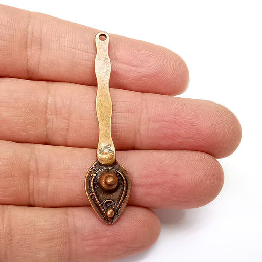 Spoon Charms, Stick Charm, Ethnic Charm, Rustic Charms, Stave Charms, Earring Parts, Antique Copper Plated 56x13mm G35455