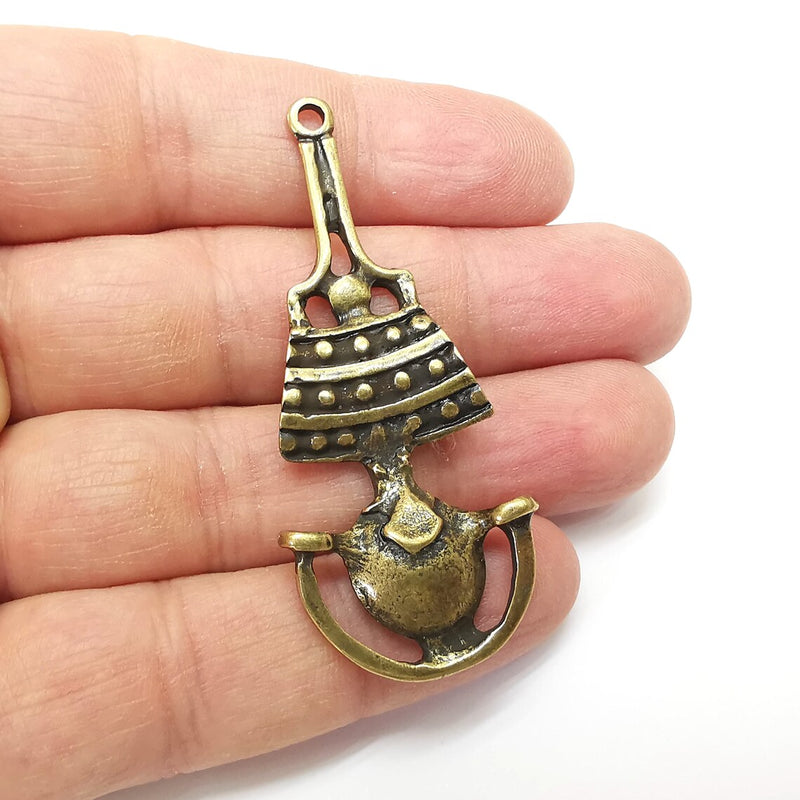Bronze Circle Charms, Boho Charms, Rustic Charms, Earring Charms, Bronze Pendant, Necklace Parts, Antique Bronze Plated 62x26mm G35261