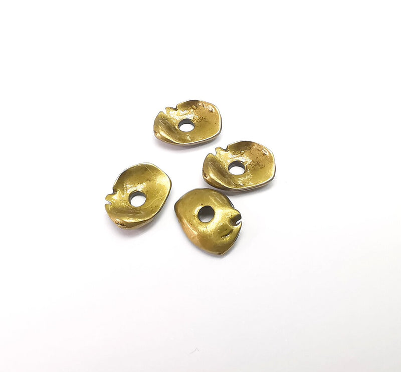 5 Curved Disc Charms, Curved Disc Beads, Hollow Charms, Bronze Connector, Necklace Parts, Antique Bronze Plated Findings 12x9mm G35304