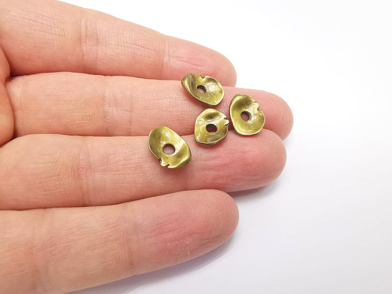 5 Curved Disc Charms, Curved Disc Beads, Hollow Charms, Bronze Connector, Necklace Parts, Antique Bronze Plated Findings 12x9mm G35304