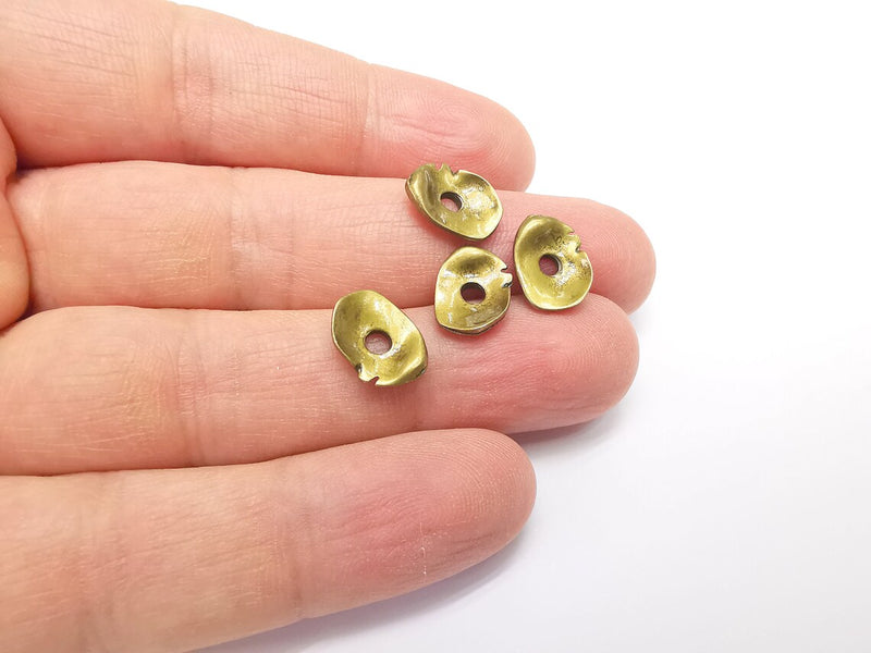 5 Curved Disc Charms, Curved Disc Beads, Hollow Charms, Bronze Connector, Necklace Parts, Antique Bronze Plated Findings 12x9mm G35304
