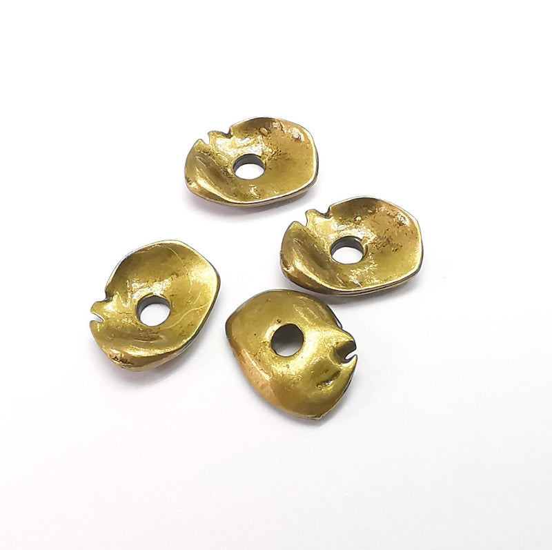 5 Curved Disc Charms, Curved Disc Beads, Hollow Charms, Bronze Connector, Necklace Parts, Antique Bronze Plated Findings 12x9mm G35304