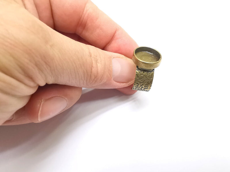 Bronze Ring Setting, Cabochon Blank, Resin Bezel, Round Ring Mounting, Epoxy Frame Base, Adjustable Antique Bronze Plated 14mm G35308