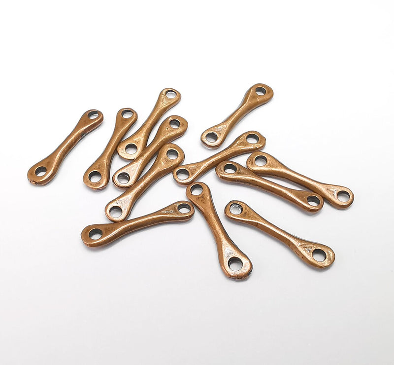 10 Pcs Rod with holes at both ends Connector, Copper Bar Connector, Bracelet Connector, Necklace Parts, Antique Copper Plated Metal 20x3mm G35311