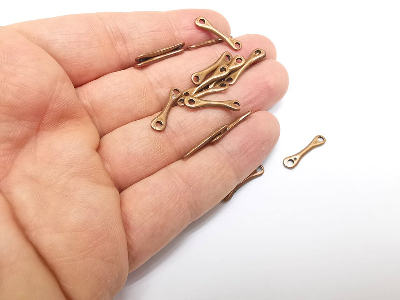 10 Pcs Rod with holes at both ends Connector, Copper Bar Connector, Bracelet Connector, Necklace Parts, Antique Copper Plated Metal 20x3mm G35311