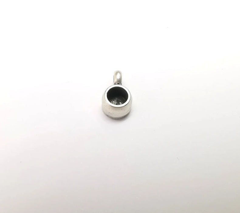 5 Silver Pendant Blank, Cabochon Bezel, Locket Pendant Base, inlay Mountings, Resin Necklace, Antique Silver Plated (11x6mm blank) G35320