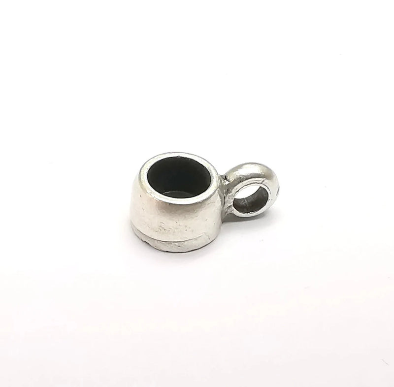 5 Silver Pendant Blank, Cabochon Bezel, Locket Pendant Base, inlay Mountings, Resin Necklace, Antique Silver Plated (11x6mm blank) G35320