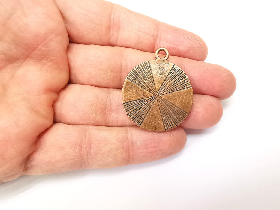 Copper Mandala Charms, Medallion Charms, Locket Pendant, Earring Charms, Boho Charms, Round Charms, Antique Copper Plated (39x32mm) G35367