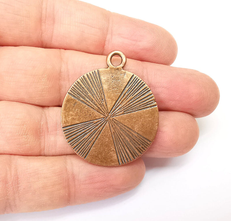 Copper Mandala Charms, Medallion Charms, Locket Pendant, Earring Charms, Boho Charms, Round Charms, Antique Copper Plated (39x32mm) G35367