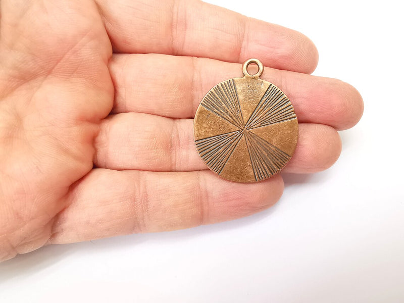 Copper Mandala Charms, Medallion Charms, Locket Pendant, Earring Charms, Boho Charms, Round Charms, Antique Copper Plated (39x32mm) G35367