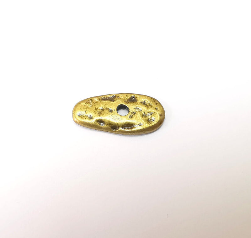 5 Organic Textured Connector, Oval Jewelry Parts, Bronze Bracelet Component, Antique Bronze Plated Metal Findings (24x11mm) G35368