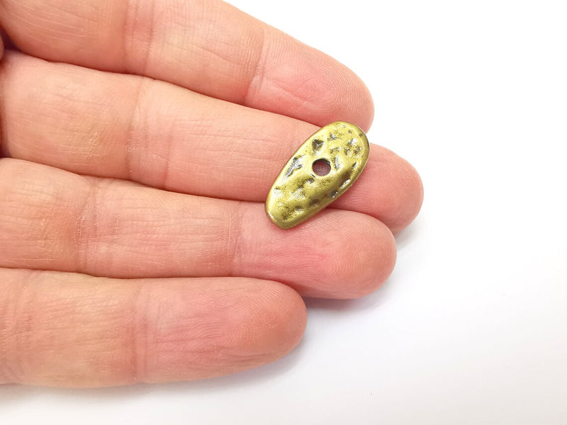 5 Organic Textured Connector, Oval Jewelry Parts, Bronze Bracelet Component, Antique Bronze Plated Metal Findings (24x11mm) G35368