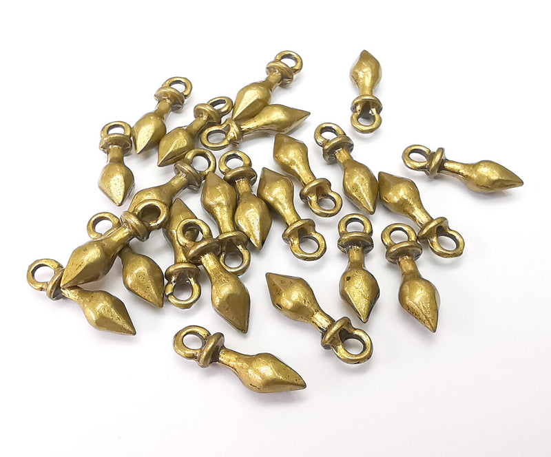 5 Bronze Dangle Charms, Spike Boho Charms, Bracelet Charms, Earring Charms, Necklace Pendant Parts, Antique Bronze Plated 16x4mm G35370