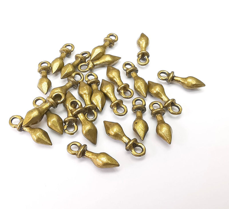 5 Bronze Dangle Charms, Spike Boho Charms, Bracelet Charms, Earring Charms, Necklace Pendant Parts, Antique Bronze Plated 16x4mm G35370