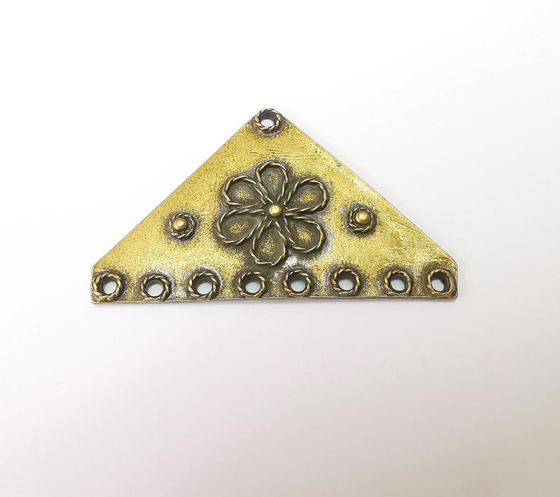 Bronze Triangle Pendant, Ethnic Pendant, Rustic Pendant, Bronze Pendant, Necklace Parts, Antique Bronze Plated 60x35mm G35383