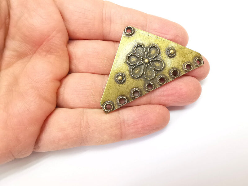 Bronze Triangle Pendant, Ethnic Pendant, Rustic Pendant, Bronze Pendant, Necklace Parts, Antique Bronze Plated 60x35mm G35383