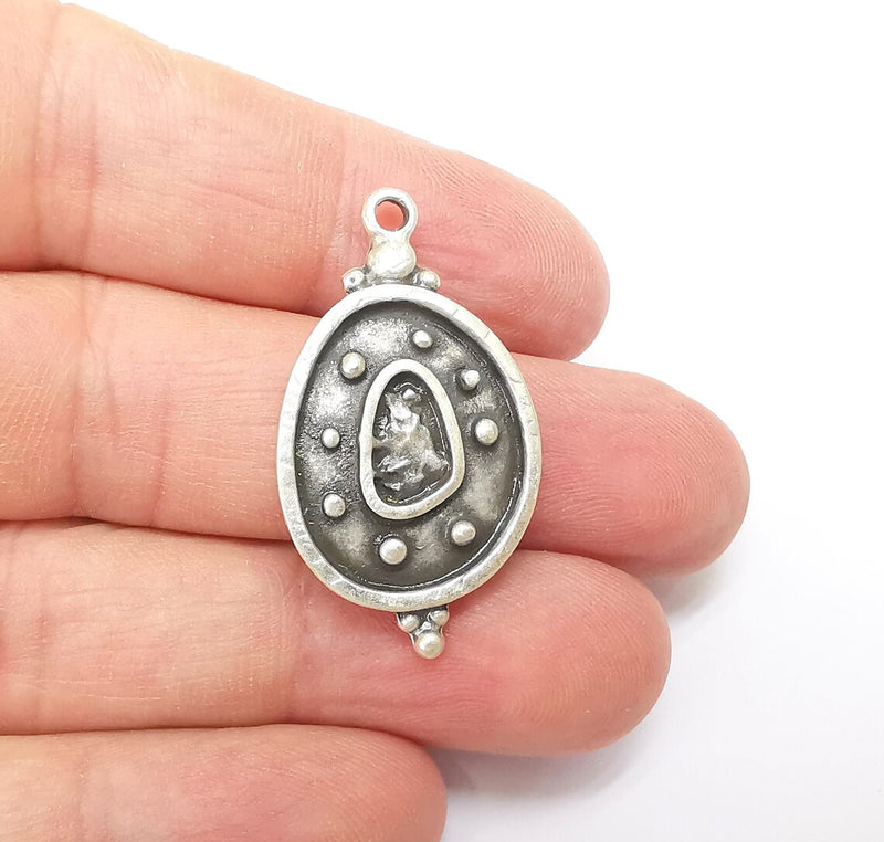 Silver Charms, Boho Charms, Earring Charms, Silver Pendant, Ethnic Rustic Charms, Necklace Parts, Antique Silver Plated 36x20mm G35661