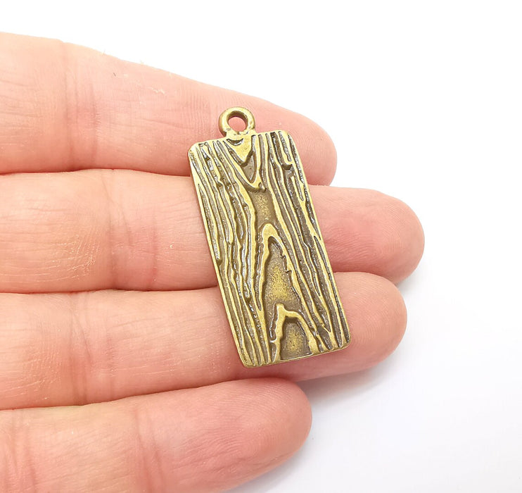 Bronze Tree Bark Charms, Boho Charm, Rustic Charm, Earring Charm, Bronze Pendant, Necklace Parts, Antique Bronze Plated 43x18mm G35688