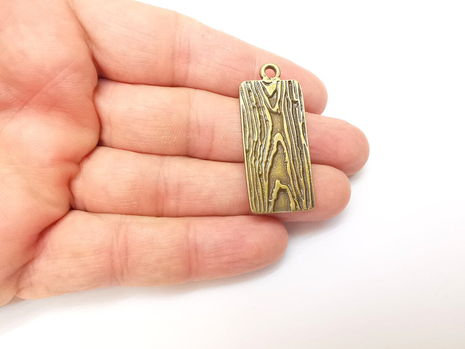 Bronze Tree Bark Charms, Boho Charm, Rustic Charm, Earring Charm, Bronze Pendant, Necklace Parts, Antique Bronze Plated 43x18mm G35688
