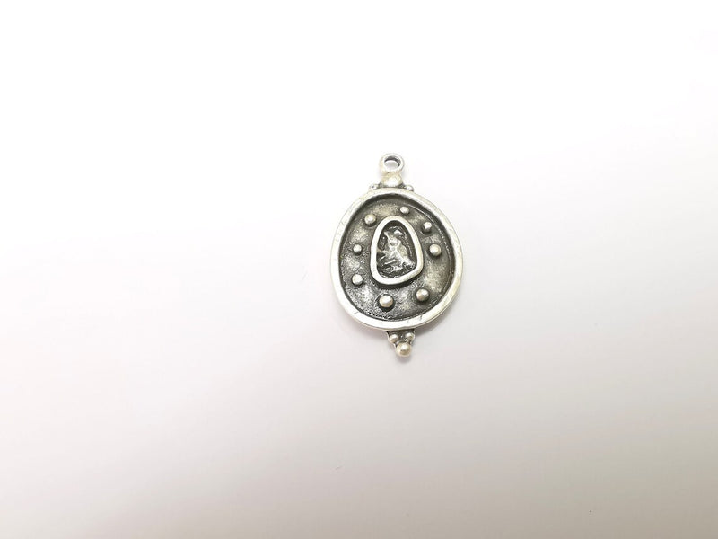 Silver Charms, Boho Charms, Earring Charms, Silver Pendant, Ethnic Rustic Charms, Necklace Parts, Antique Silver Plated 36x20mm G35661