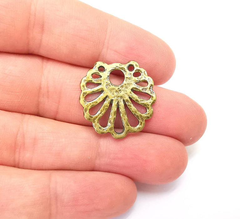2 Bronze Dangle Charms, Boho Charms, Rustic Charms, Earring Charms, Bronze Pendant, Necklace Parts, Antique Bronze Plated 24x24mm G35902