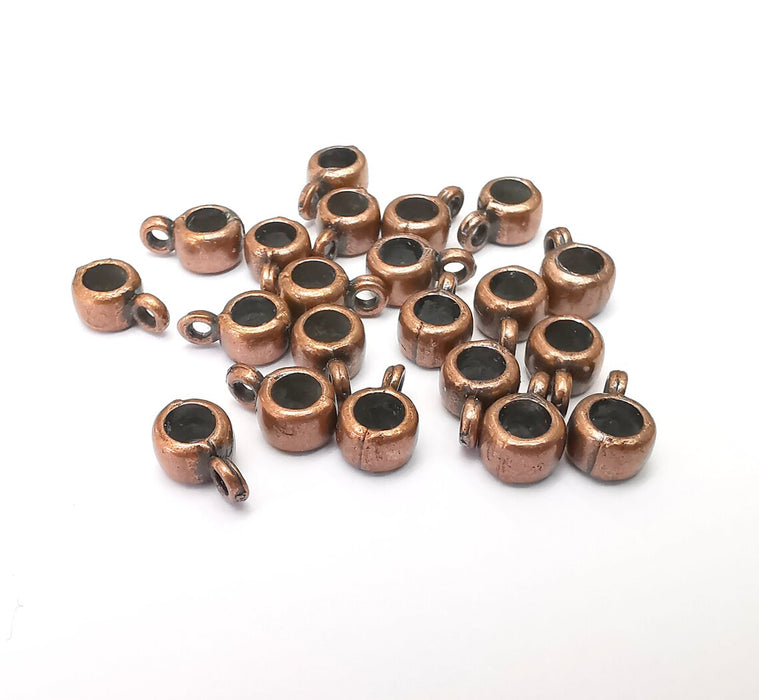 10 Copper Bail Beads, Copper Beads, Bracelet Beads, Rodelle loop Beads, Necklace Beads, Antique Copper Plated Metal 10x6mm G35909