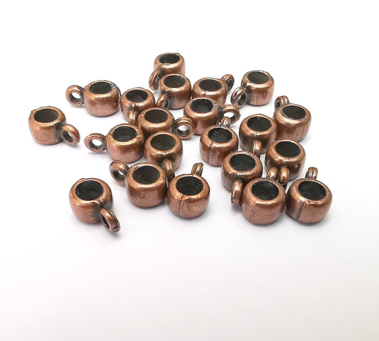 10 Copper Bail Beads, Copper Beads, Bracelet Beads, Rodelle loop Beads, Necklace Beads, Antique Copper Plated Metal 10x6mm G35909