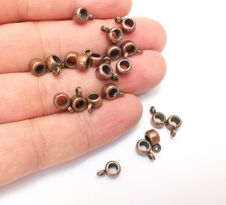 10 Copper Bail Beads, Copper Beads, Bracelet Beads, Rodelle loop Beads, Necklace Beads, Antique Copper Plated Metal 10x6mm G35909