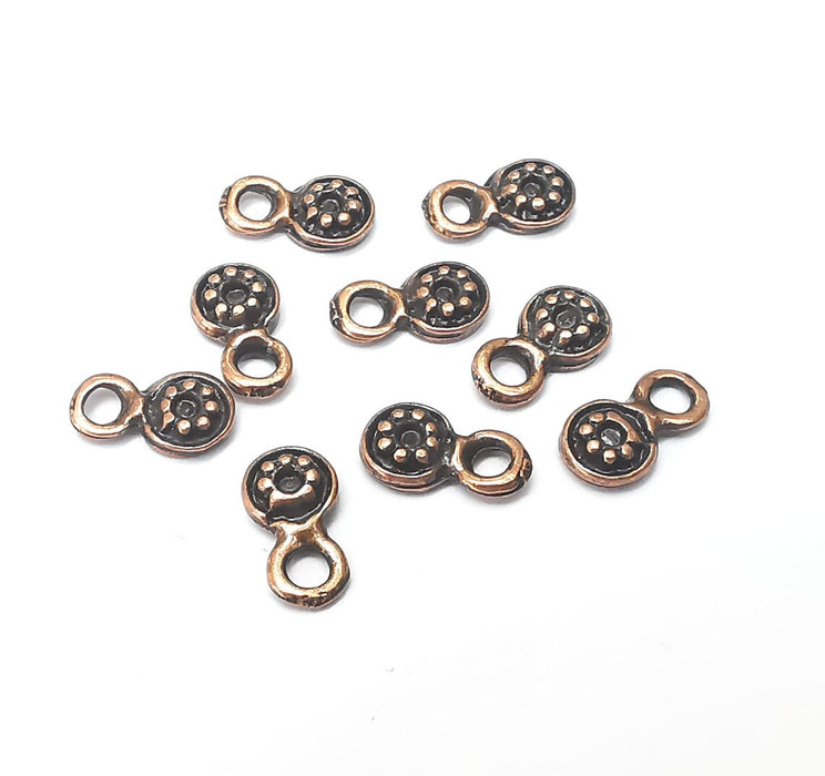 10 Flower Charms, Small Charms, Earring Charms, Copper Pendant, Necklace Pendant, Antique Copper Plated Metal 10x5mm G36045