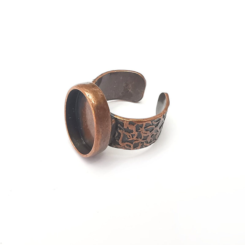 Copper Ring Setting, Cabochon Blank, Resin Bezel, Oval Ring Mounting, Epoxy Frame Base, Adjustable Antique Copper Plated 18x13mm G36042