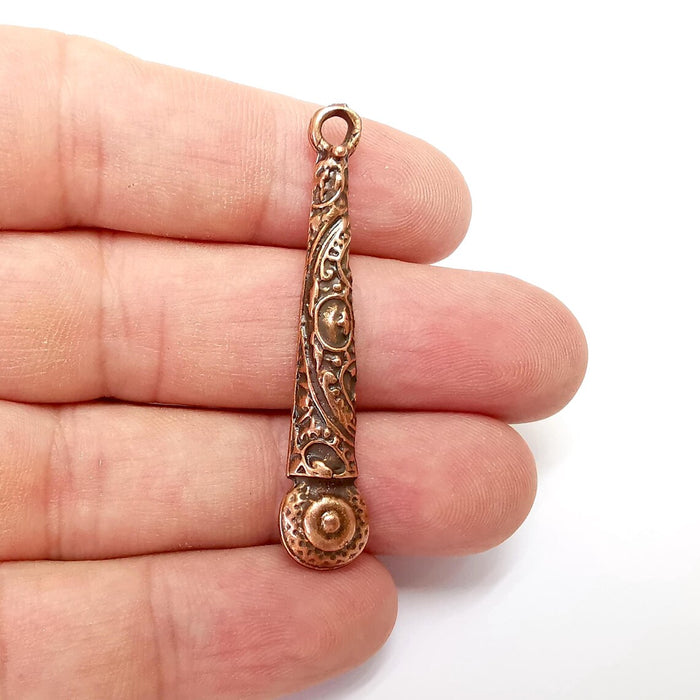 2 Copper Stick Charms, Boho Charms, Dangle Charm, DIY Charms, Earring Charm, Spike Necklace Parts, Antique Copper Plated 51x10mm G36164