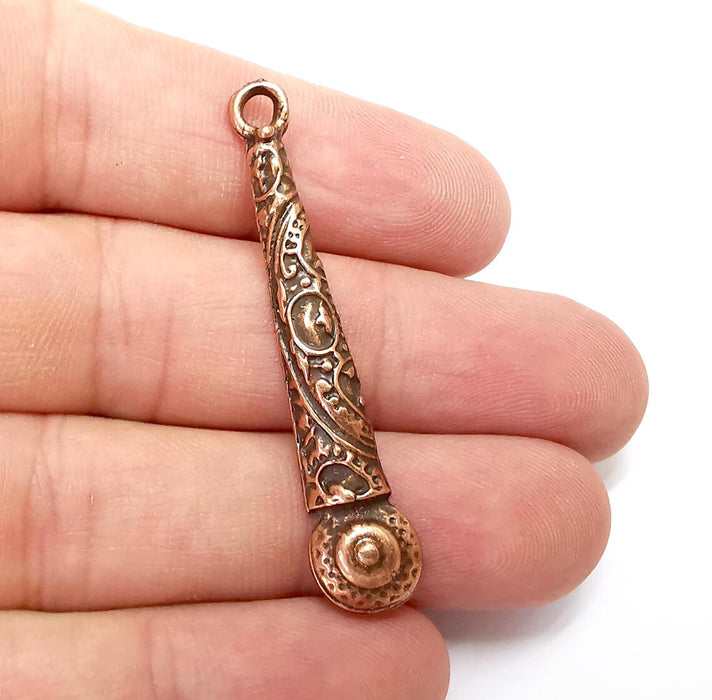 2 Copper Stick Charms, Boho Charms, Dangle Charm, DIY Charms, Earring Charm, Spike Necklace Parts, Antique Copper Plated 51x10mm G36164