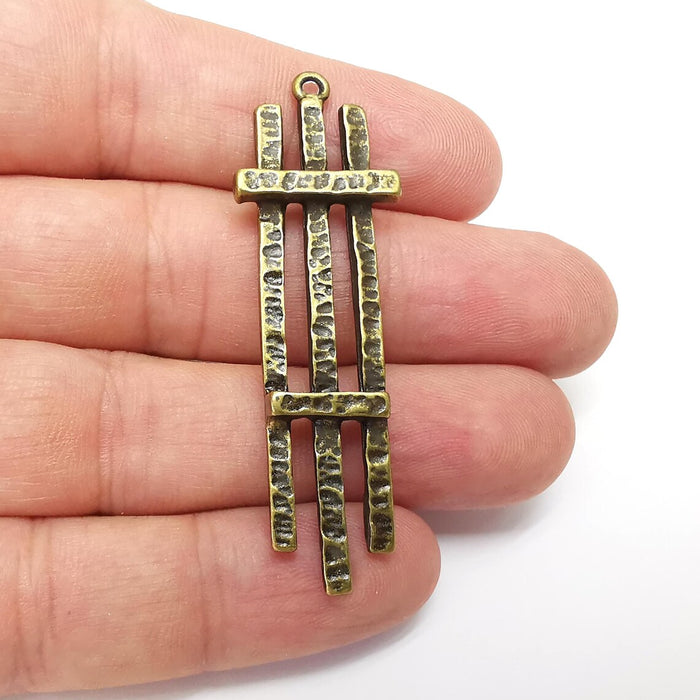 Hammered Sticks Charms, Boho Charms, Dangle Charm, DIY Charms, Earring Charm, Necklace Parts, Antique Bronze Plated 59x18mm G36188